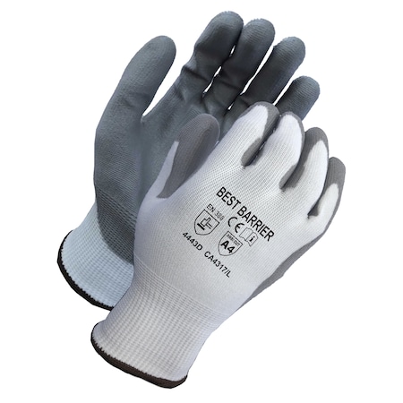 A4 Cut Resistant, White, Gray Polyurethane Coated Gloves, XL